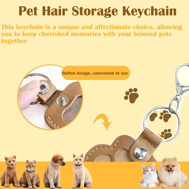 OYB 3 Pcs Dog Fur Storage Keychain,Dog Hair Keychain,Pet Memorial Gifts for Bag Purse Paw Charm Key Holder - Image 2